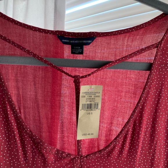 NWT American Eagle Red Polka Dot Dress - Picture 4 of 6